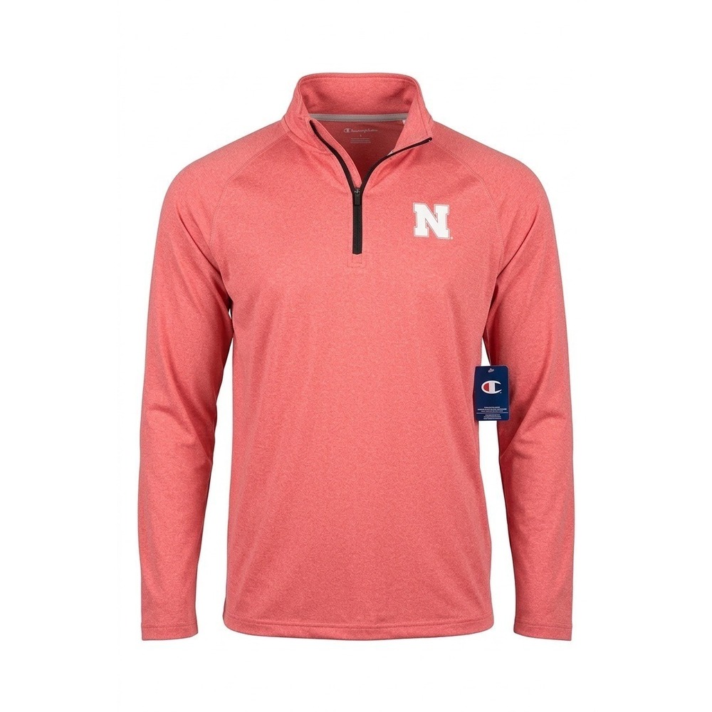 Champion Nebraska Cornhuskers Mens Large Red Heather Quarter Zip Pullover NWT